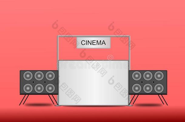家电影院设计矢量隔离的向红色的背景.illustrati