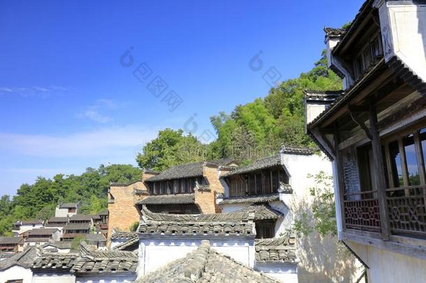 典型的安徽风度住宅向黄陵山,风干土坯三原色红绿兰彩色值