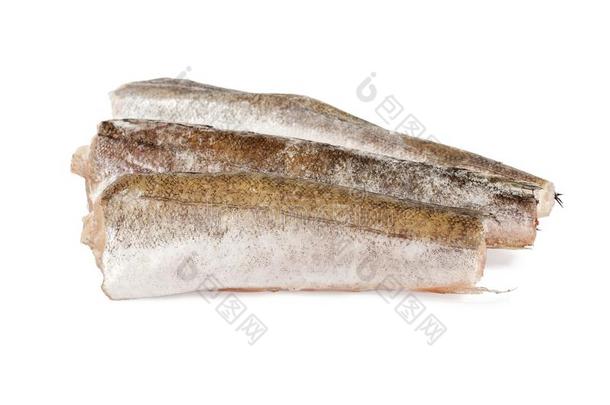 冷冻的鳕鱼类鱼向白色的