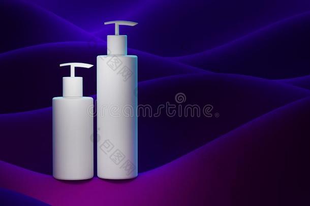 设计关于自然的化妆品乳霜,血清,护理皮肤的空白的瓶子
