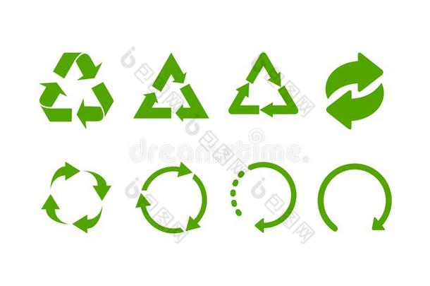 绿色的回收利用手势.回收利用偶像.放置关于绿色的回收利用象征