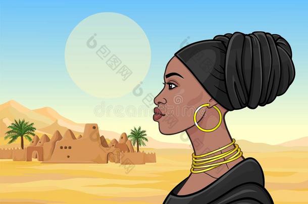 非洲的美好:生气肖像关于指已提到的人美丽的黑的女人