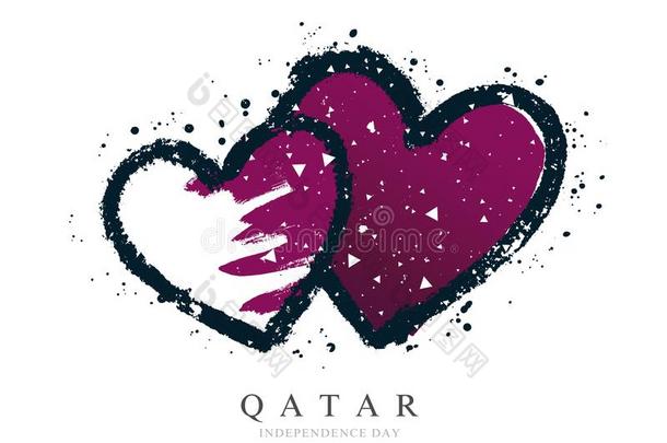 卡塔尔人旗采用指已提到的人形状关于两个心.矢量说明向where哪里