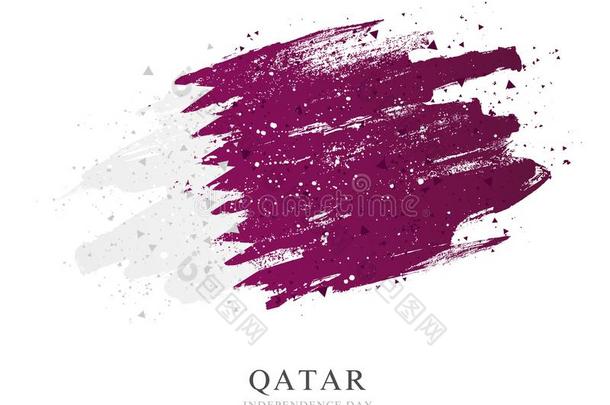 旗关于<strong>卡塔尔</strong>.矢量说明向白色的背景