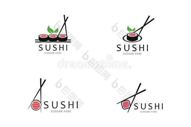 寿司标识样板<strong>矢量</strong>偶像为日本人食物说明