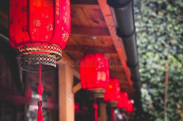 中国人红色的灯笼春季节日庆祝