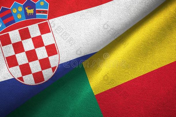 克罗地亚和贝宁湾两个旗纺织品布,织物质地