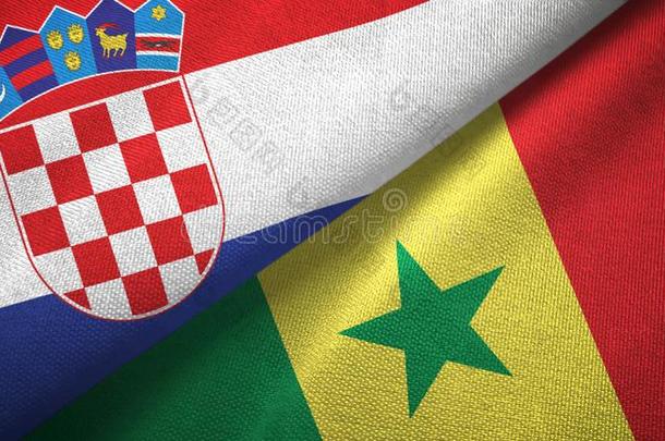 克罗地亚和塞内加尔两个旗纺织品布,织物质地