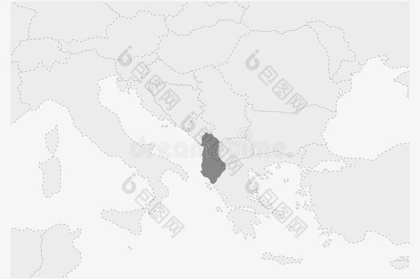 地图关于欧洲和突出的阿尔巴尼亚地图