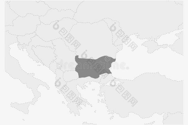 地图关于欧洲和突出的保加利亚地图