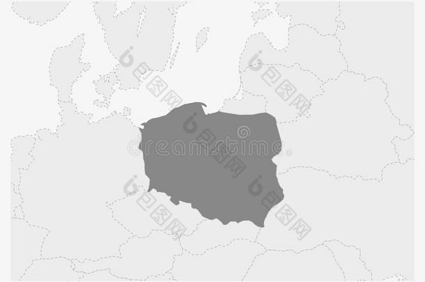 地图关于欧洲和突出的波兰地图