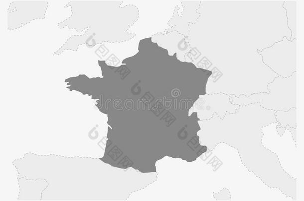 地图关于欧洲和突出的法国地图