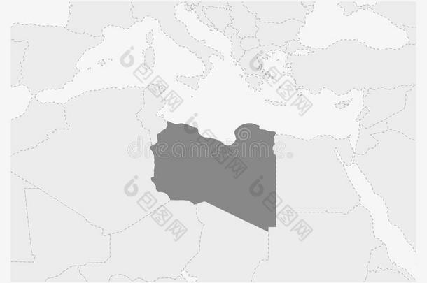 地图关于非洲和突出的利比亚地图