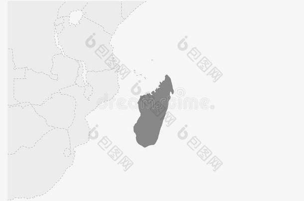 地图关于非洲和突出的马达加斯加岛地图