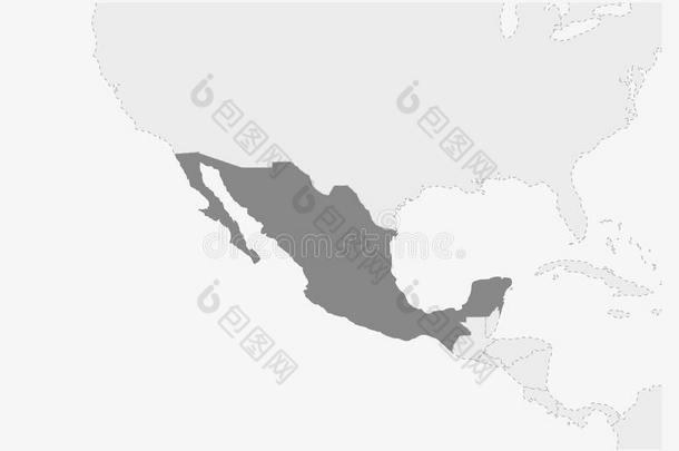 地图关于美洲和突出的墨西哥地图