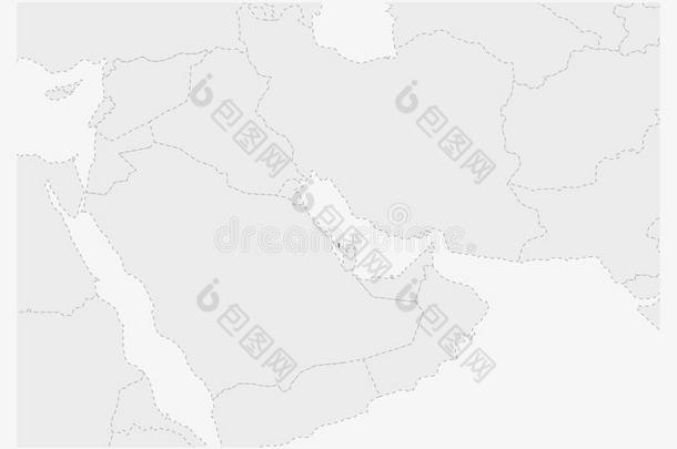 地图关于中部东和突出的巴林。1861年以后英国为他的保护国地图