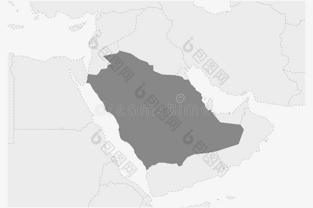 地图关于中部东和突<strong>出</strong>的沙特阿拉伯国家的阿拉伯半岛地图