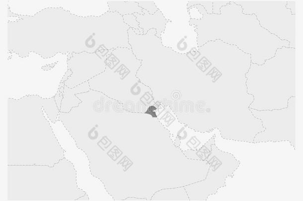地图关于中部东和突出的科威特地图