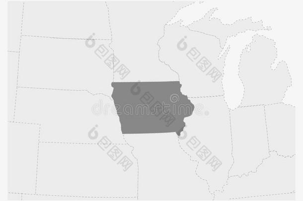 地图关于美利坚合众国和突出的爱荷华州国家地图