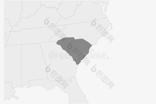 地图关于美利坚合众国和突出的南方卡罗莱纳州国家地图