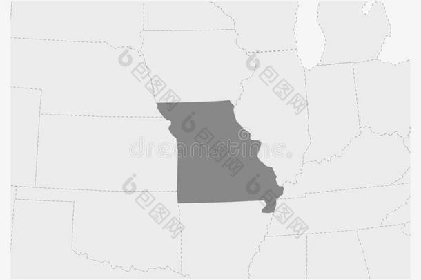 地图关于美利坚合众国和突出的密苏里州国家地图