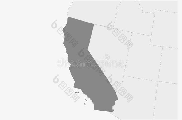 地图关于美利坚合众国和突出的美国加州国家地图