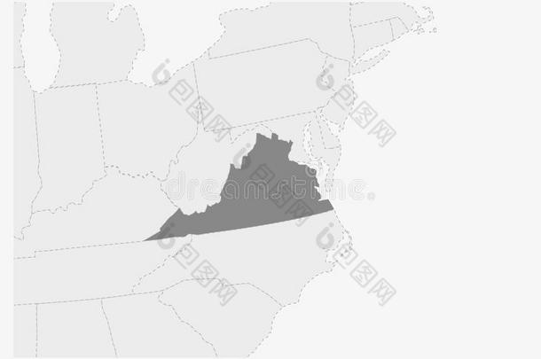 地图关于美利坚合众国和突出的维吉尼亚国家地图