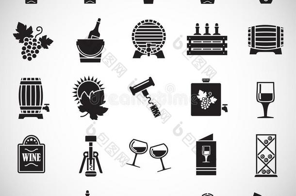 葡萄酒<strong>有关</strong>系的偶像放置向白色的背景为图解的和蜘蛛网英语字母表中的第四个字母
