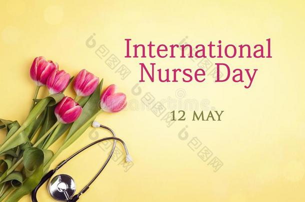 <strong>国际</strong>的护士一天信息和郁金香和听诊器向