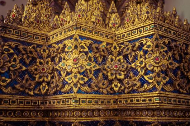 马赛克从泰国或高棉的佛教寺或僧院photographer摄影师佛教的庙采用扇形棕榈细纤维,泰国
