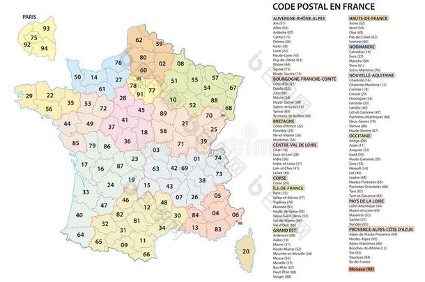 法国2数字邮政编码邮政的编码矢量地图
