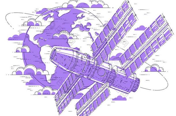 空间车站飞行的轨道的飞行大约地球,宇宙飞船休闲健身中心