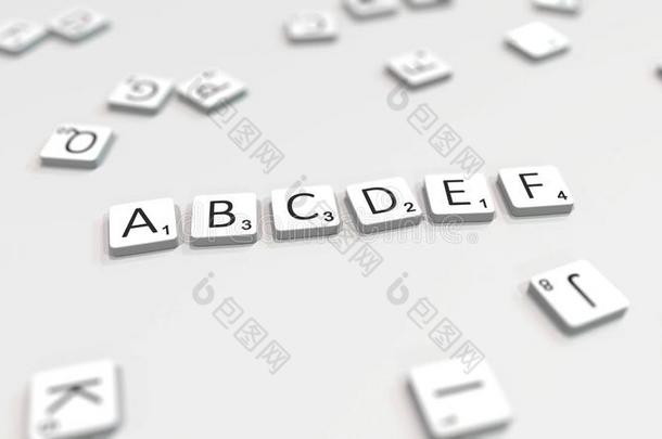 制造ABC英语字母表中的第四个字母EF公司文本和乱摸信瓦片.编辑的3英语字母表中的第四个字母撕碎