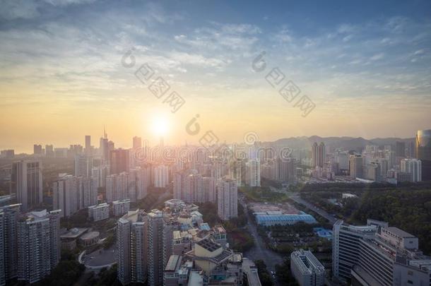 深圳,中国城市地平线在日落