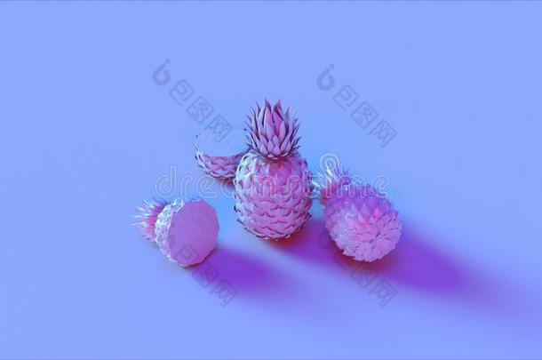 蓝色粉红色的菠萝