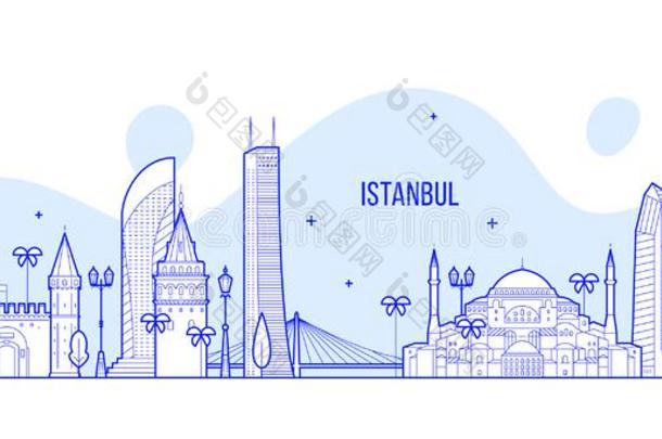 伊斯坦布尔地平线火鸡城市建筑物矢量线条