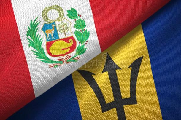 秘鲁和巴巴多斯岛两个旗纺织品布,织物质地