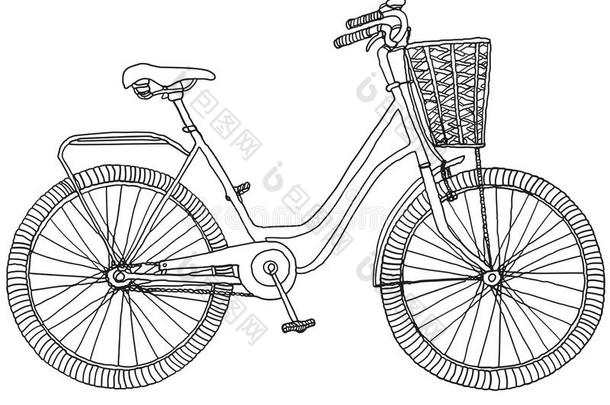 手疲惫的草图说明关于自行车.矢量说明