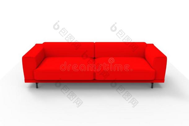 红色的长沙发椅/沙发隔离的