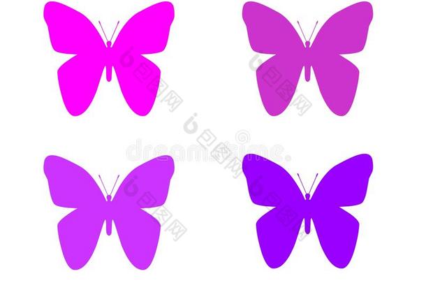 蝴蝶紫罗兰紫色的装饰隔离的向白色的背景