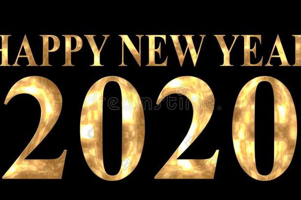 <strong>金色</strong>的光亮的文本&字母x22;幸福的新的年2020