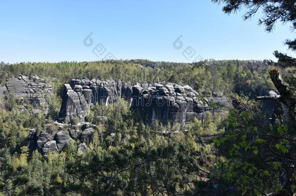 全景画关于易<strong>北河</strong>砂岩山采用美丽的撒克逊人斯维策尔