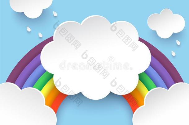 云和彩虹采用纸艺术方式.明信片和海报.