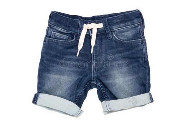 牛仔裤短裤隔离的.时髦的时髦的短的牛仔裤短裤和whiteiron白铁