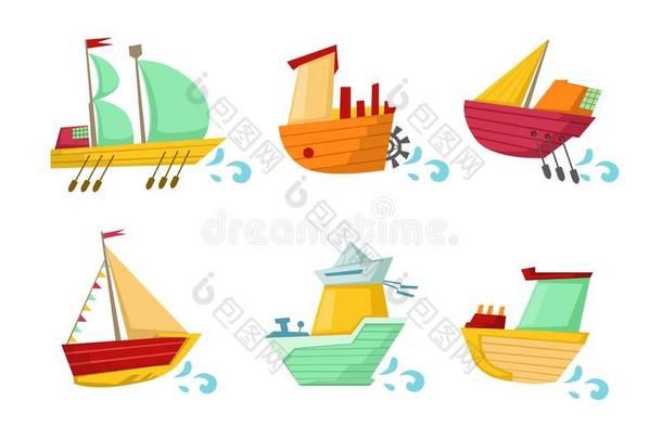放置关于富有色彩的木制的船和漂亮的面容.小的帆船运动小船