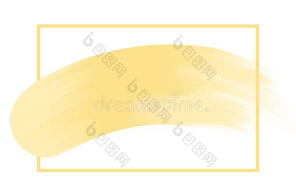 线条框架和刷子描画的黄色的水彩背景彩色粉笔