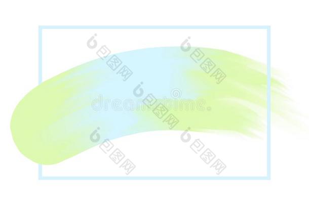 线条框架和刷子描画的蓝色和绿色的水彩后座
