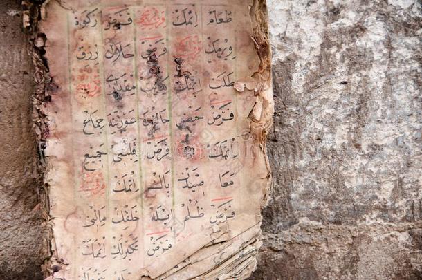 古代的阿拉伯的手稿和烧坏的页