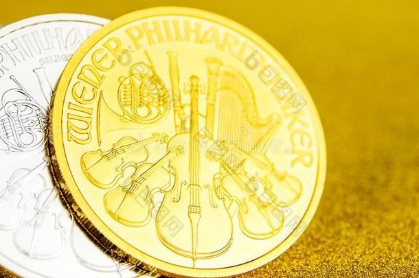 银和金色的奥地利人爱乐乐团num.一盎司coinsurance联合保险向英语字母表的第7个字母