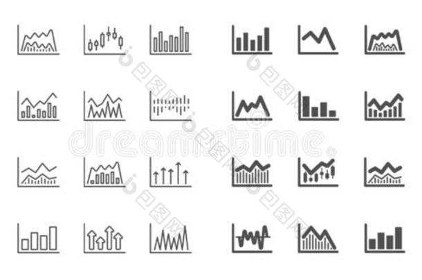 财政的图表线条偶像.蜡烛粘贴图表.矢量